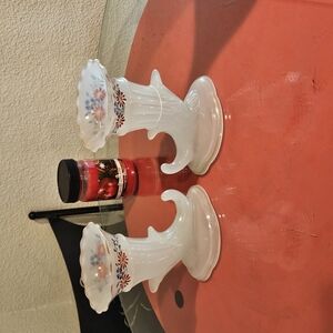 White Textured Candle Holders with Ornate Design